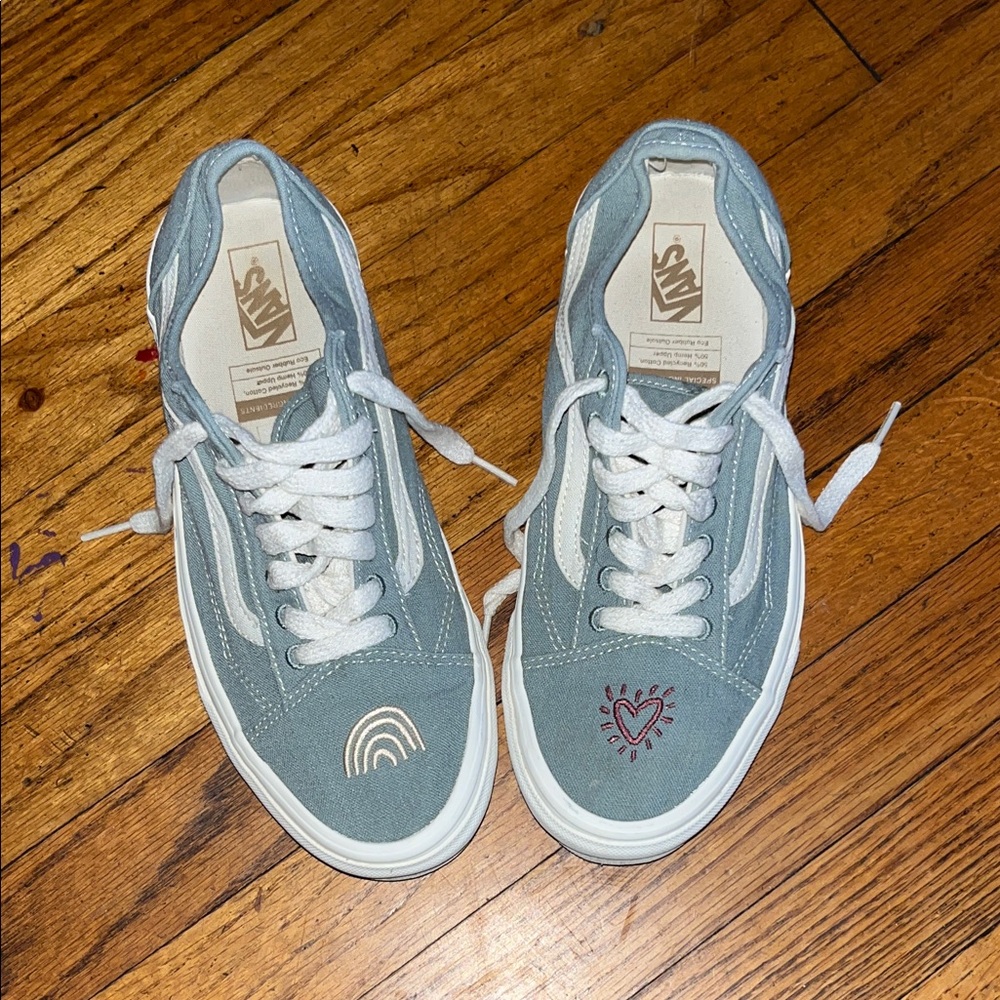 Vans Green and White Casual Old SKool Sneakers - Picture 2 of 6